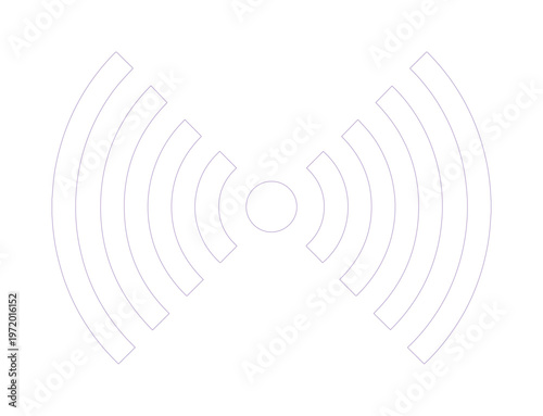 ミニマルなWi-Fi電波アイコン、無線通信とネットワーク接続を示すシンプルなベクターイラスト。デジタル技術、インターネット、スマートデバイスの接続性を表現したデザイン。