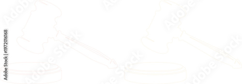 裁判所の公正な判決を象徴する木槌と台座のベクターイラスト、法廷、オークション、ビジネスシーンに最適な法と秩序のアイコン素材