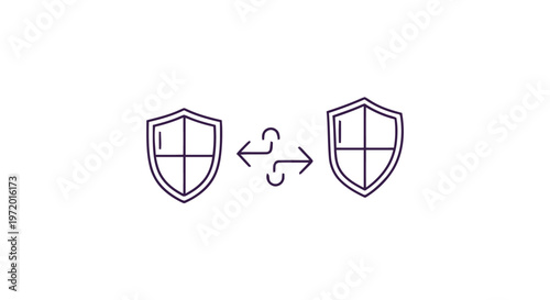 Two Shields with Arrows Representing Protection and Security.