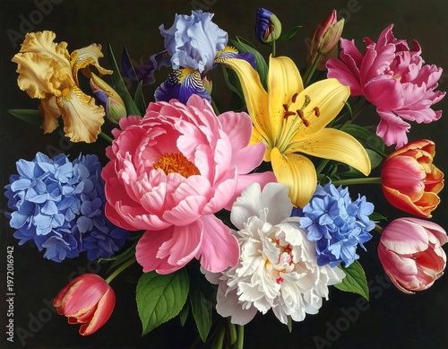 Vibrant Floral Arrangement - A Colorful Bouquet of Blossoms.