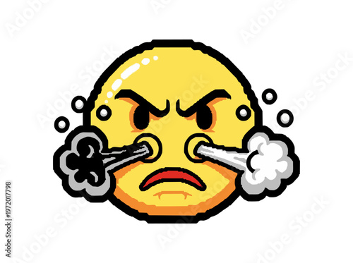 Animated angry face emoji on black background