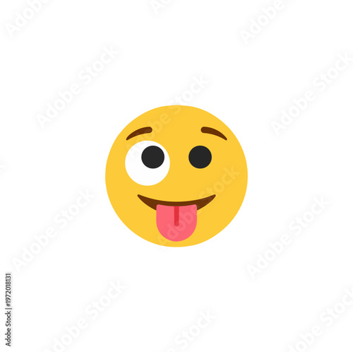 Smiling emoji with winking eye and tongue out on black background