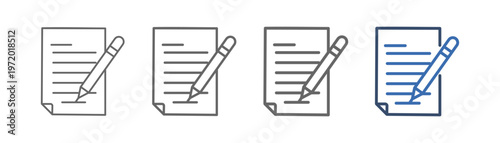 
outline icon set letter with paper and pen design