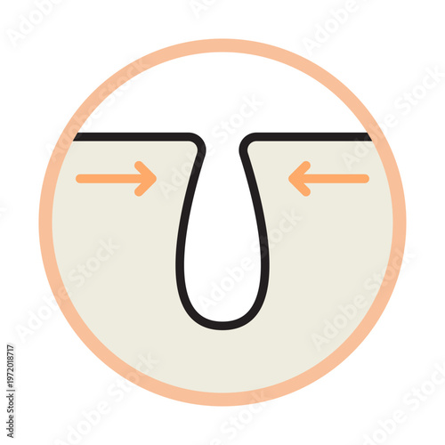 毛穴の引き締まりを表す皮膚断面の円形アイコン