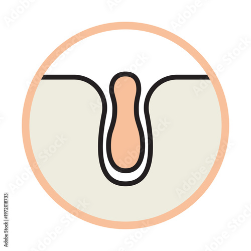 毛穴の汚れ・皮脂詰まりを表す断面アイコン（スキンケア）