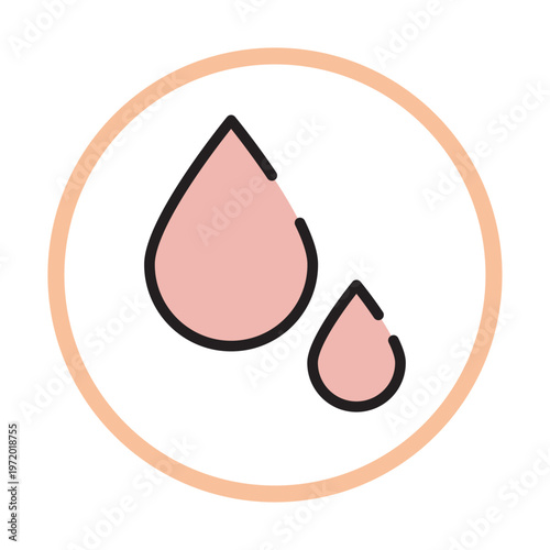 水分・うるおいを表す保湿の円形スキンケアアイコン