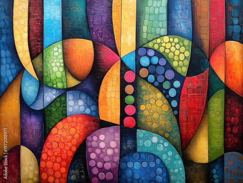 Symbolic abstract art with harmonious shapes celebrating cultural diversity