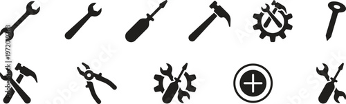 Mechanical Tools Vector. Collection of hand-drawn mechanical tools and equipment. Maintenance tools and mechanical parts icons. Mechanical equipment collection vector design