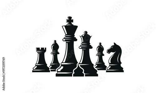 Chess pieces arranged in ascending order of value from left to right