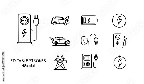 Foto Set of food and drink icons - restaurant and cafe menu elements with hot dog mai