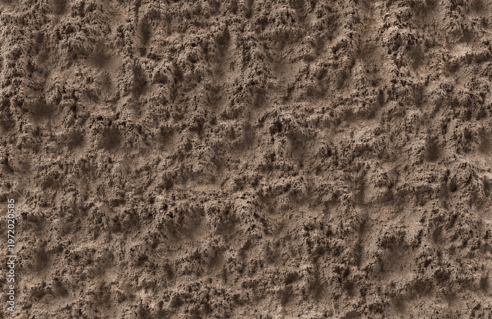 Fototapeta premium Rough brown sandy soil texture with craters and bumps for natural earth background design.