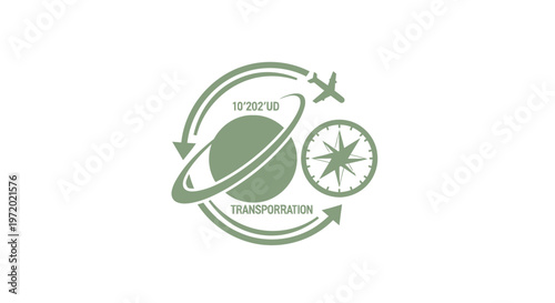 World Travel and Transportation Concept with Compass and Airplane.