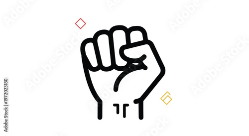 Strong clenched fist icon drawn with bold black lines symbolizing power, solidarity, protest, or human rights activism.