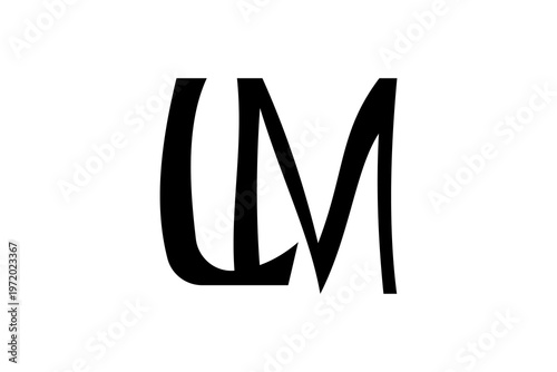 Stylized LM Monogram Logo with Curved and Angular Artistic Letter Design in Bold Minimalist Style