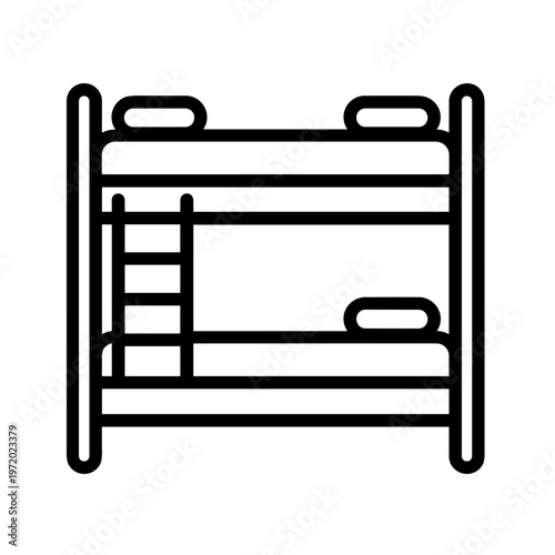 Minimalist bunk bed kids bedroom vector icon