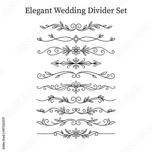 elegant wedding invitation divider set with arabic calligraphy and floral motifs vector illustration
