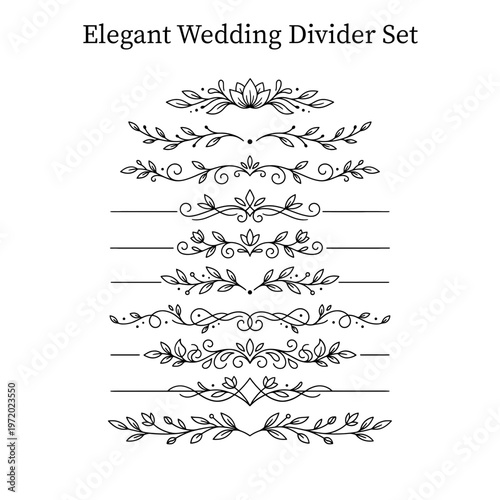 elegant arabic wedding invitation divider set with floral calligraphy vector illustration