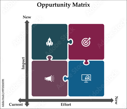 Vector illustration Of Opportunity Matrix. Infographic template with icons