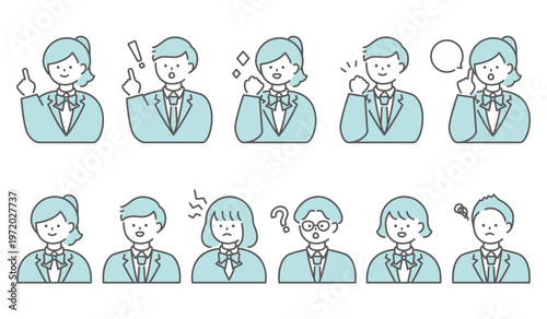 学生制服人物イラスト　男女セット 上半身	