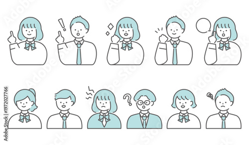 学生制服人物イラスト　男女セット 上半身	