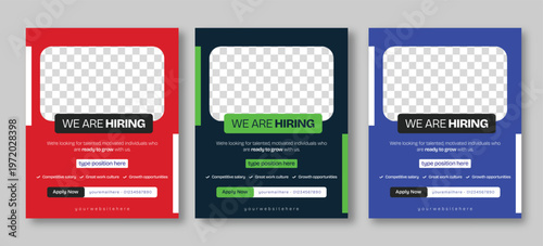 We Are Hiring Job Vacancy Social Media Post Template, Recruitment Banner Flyer for Corporate Hiring, Job Announcement Poster Design