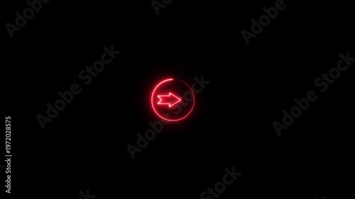 Glowing neon light animated traffic directional arrows sign.  Neon arrow symbol icon.