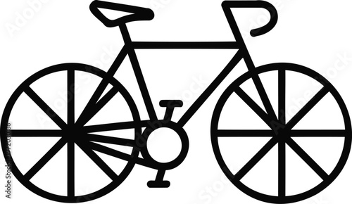 Black outline icon of a bicycle with clearly visible wheel spokes