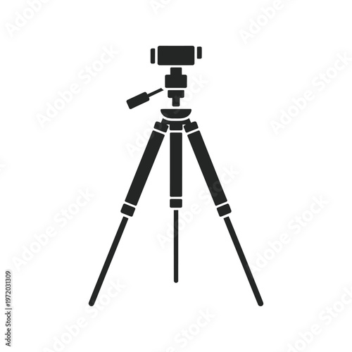 Simple black silhouette of a surveying theodolite on a tripod