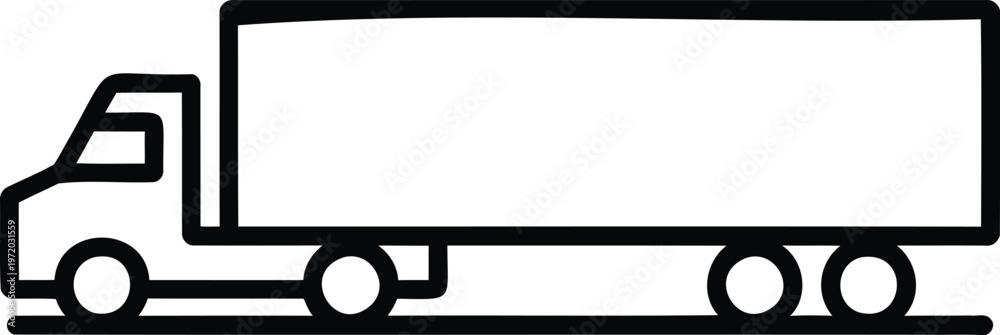 Fototapeta premium Large semi-trailer truck side profile line art icon with graphic represe