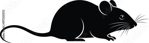Rat silhouette vector illustration featuring detailed rodent shape, pest animal icon isolated for wildlife, laboratory and infestation control design