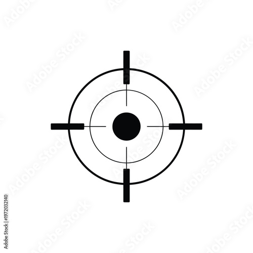 Simple black target symbol with concentric circles and crosshairs