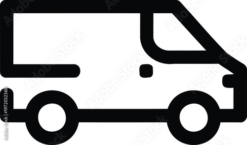 Outline icon of a small delivery cargo van seen from the side for logist