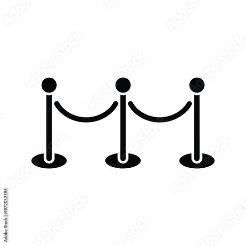 Black stanchion ropes illustrate crowd control or restricted access