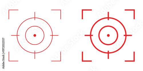 Two red target icons with crosshairs on a white background for design and editing purposes