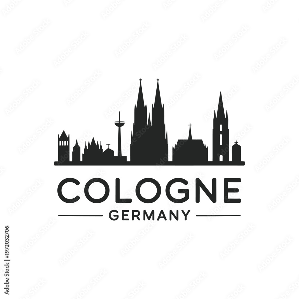 Obraz premium A striking silhouette of cologne s skyline with its iconic cathedral