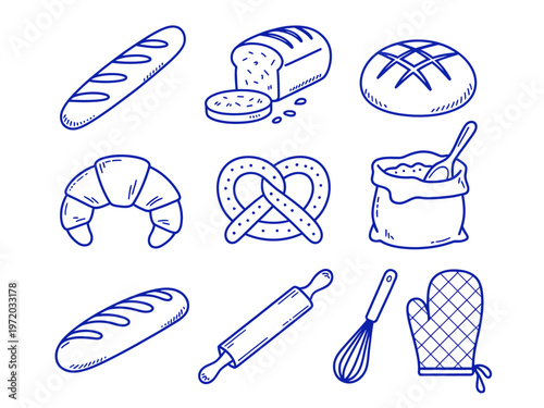 Baking Ingredients And Tools Illustration For Food Concepts
