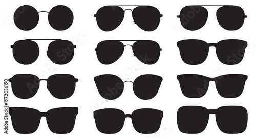 Collection of silhouette eyeglasses and sunglasses in different styles and shapes.