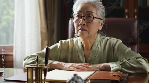 Senior Woman Writing on Paper