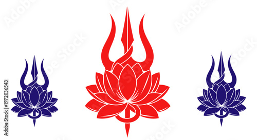 Trident and Lotus Symbol - Hinduism, Spirituality, Culture