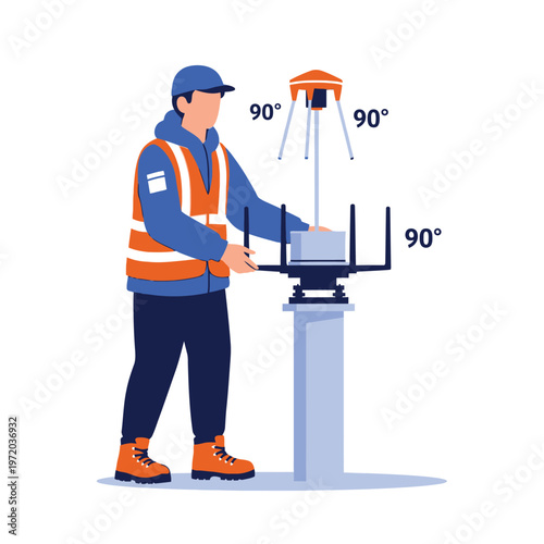 Skilled Engineer Calibrating Advanced GNSS Surveying Equipment for Precise Site Mapping and Construction Project Layout
