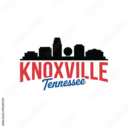 Knoxville Tennessee skyline illustration with prominent city name typography