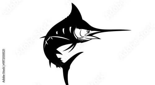 Black Marlin Silhouette - Powerful Game Fish Vector Art