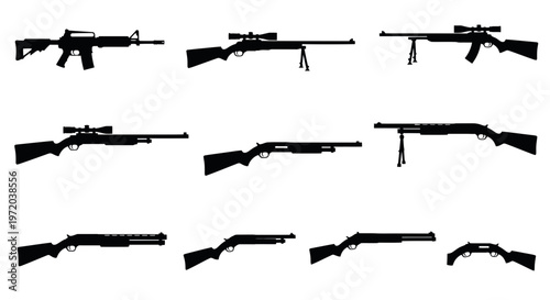 Bild auf Leinwand Collection of Rifle and Shotgun Silhouettes