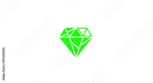 Geometric Green Diamond Icon on White Background