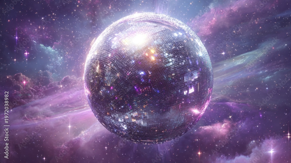 Fototapeta premium Cosmic sphere floating in nebula