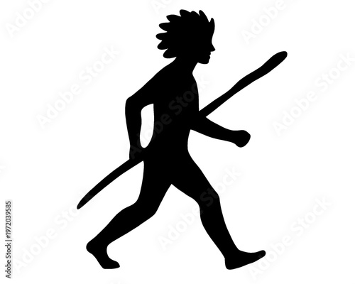 silhouette of ancient man, vector illustration, icon isolated on white background
