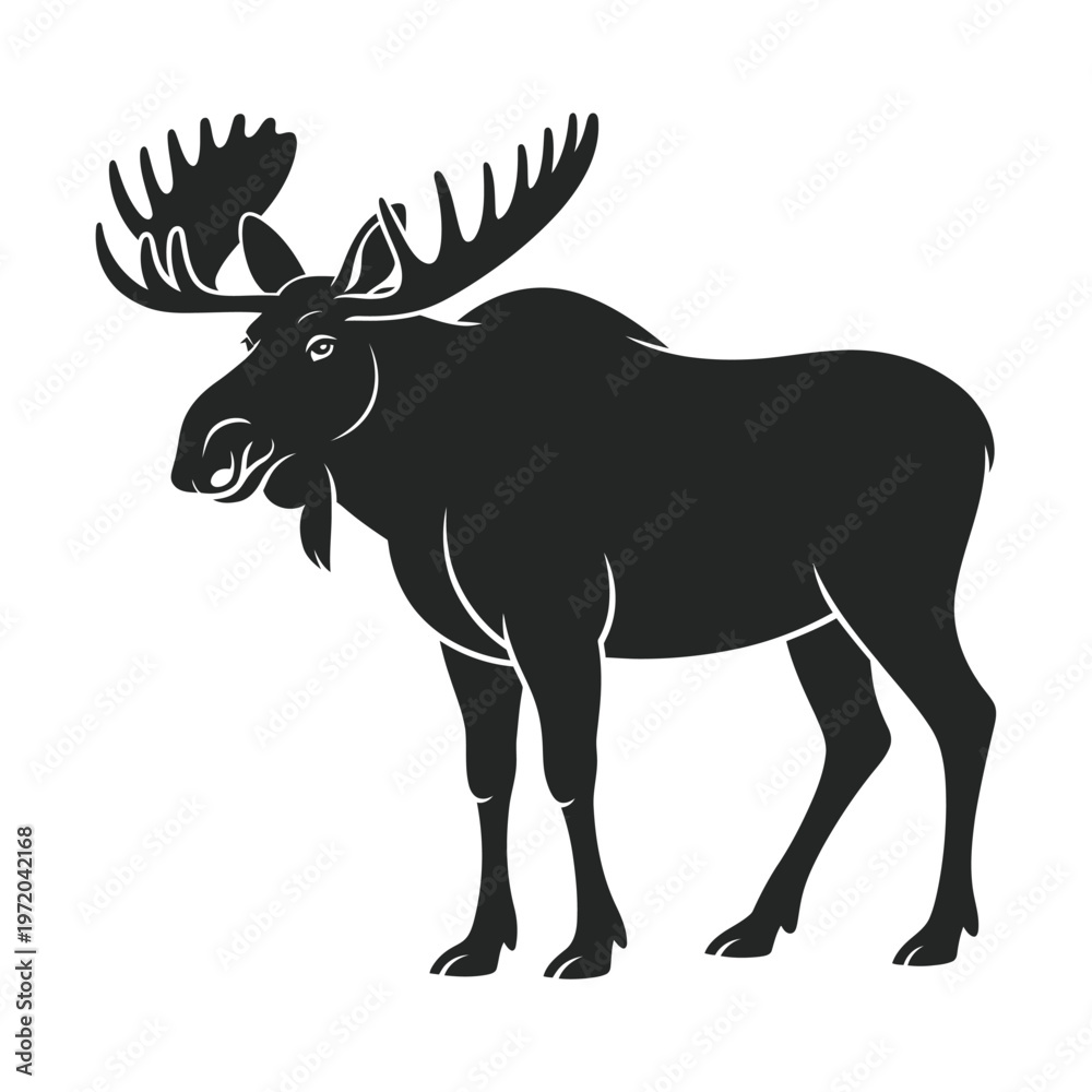 Fototapeta premium A striking black silhouette of a majestic moose with large antlers
