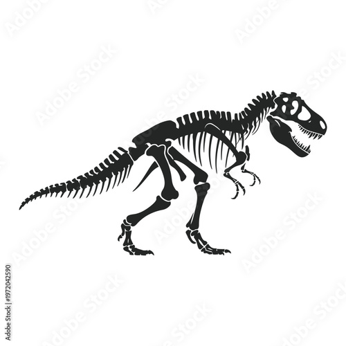 A detailed illustration of a tyrannosaurus rex dinosaur skeleton