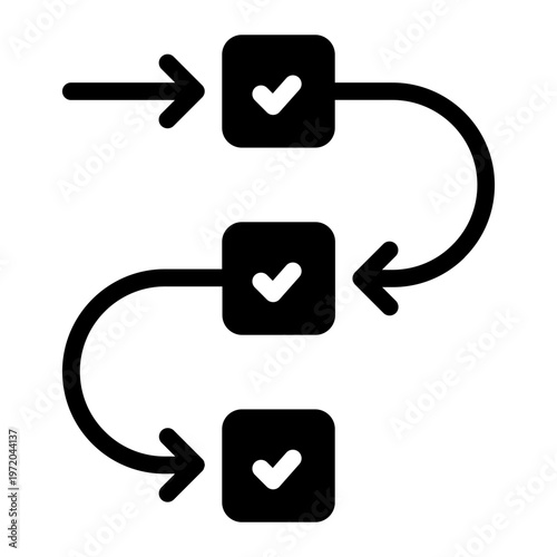 Stepwise Approval Flow Solid Icon