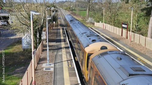 great british railways 4K rural station warwickshire england uk